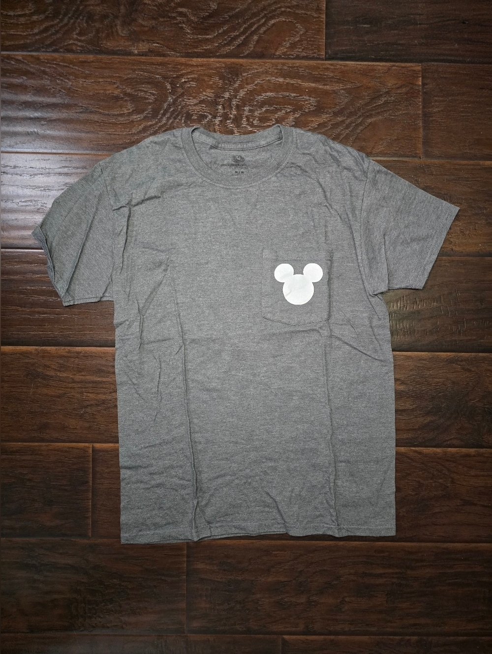 Disney Mickey Mouse Grey Pocket Detail Short Sleeve Tee Shirt Medium